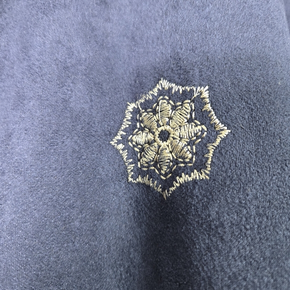 Indigo Thread Duster Coat Blue Embroidered Long Microsuede Longline Boho Plus 3X - Picture 13 of 14